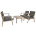 Ebern Designs 4 - Person Outdoor Seating Group Wood Conversation Set w/ Cushions | 31.1 H x 47.6 W x 26 D in | Wayfair