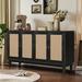 Latitude Run® Handcrafted Premium Grain Panels, Rattan Sideboard Buffer Cabinet, Accent Storage Cabinet w/ 4 Rattan Doors | Wayfair