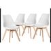 Corrigan Studio® Set of 4 Dining Chairs PU Leather Solid Wood Beech Legs, White | 32.6 H x 18.1 W x 16.9 D in | Wayfair