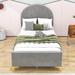 Latitude Run® Moiser Upholstered Platform Bed w/ Semi-circle Shaped Headboard, Solid Wood | 44 H x 41 W x 79 D in | Wayfair