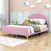 Latitude Run® Moiser Upholstered Platform Bed w/ Semi-circle Shaped Headboard, Solid Wood | 44 H x 56 W x 79 D in | Wayfair