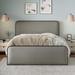 wtressa Modern Metal Bed Frame w/ Curved Headboard Upholstered/Metal & Upholstered/Metal/Linen in Gray | 41.1 H x 61.6 W x 82.9 D in | Wayfair