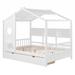 wtressa Wooden House Bed in White | 72 H x 58 W x 78 D in | Wayfair YP0327-HL000052AAK