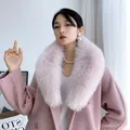 Real Fox Fur Collar Women Winter Fur Scarf Natural Fox Fur Scarf Long Collar Black Fur Collar Coat