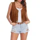 2024 Women's Fringed Vest Jacket Faux Suede Cardigan Waistcoat Punk Hippie Fringe Sleeveless Tassel