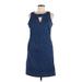 Anne Klein Casual Dress - Shift: Blue Houndstooth Dresses - Women's Size 6