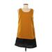 Blu Pepper Casual Dress - Shift Scoop Neck Sleeveless: Yellow Solid Dresses - Women's Size Medium