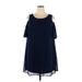 As U Wish Short Sleeve Blouse: Blue Tops - Women's Size 2X