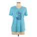 Reel Legends Short Sleeve T-Shirt: Blue Marled Tops - Women's Size Large