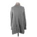 Ann Taylor LOFT Outlet Casual Dress - Mini Turtleneck Long sleeves: Gray Print Dresses - Women's Size Medium