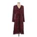 Rails Casual Dress - A-Line V Neck 3/4 sleeves: Burgundy Zebra Print Dresses - New - Women's Size Small