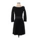 Theory Casual Dress - A-Line Boatneck 3/4 sleeves: Black Print Dresses - Women's Size 4