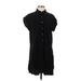 Ann Taylor LOFT Casual Dress - Shirtdress High Neck Short sleeves: Black Print Dresses - Women's Size Small