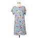 BeachLunchLounge Casual Dress - Shift: Blue Floral Motif Dresses - Women's Size Small
