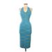 Cotton Candy LA Cocktail Dress - Sheath Halter Sleeveless: Blue Print Dresses - Women's Size Medium