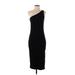 Banana Republic Cocktail Dress - Midi One Shoulder Sleeveless: Black Solid Dresses - Women's Size Small