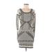 Intimately by Free People Casual Dress - Mini Scoop Neck Long sleeves: Gray Dresses - Women's Size Medium