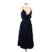 Roxy Casual Dress - A-Line Plunge Sleeveless: Blue Solid Dresses - Women's Size Medium