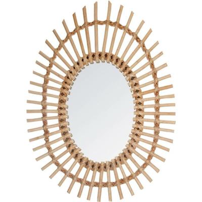 Atmosphera - Ovaler Spiegel aus Rattan 43 × 58 cm Beige