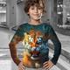 Jungen 3D Graphic Tier Tiger T-Shirt Langarm 3D-Druck Herbst Winter Sport Modisch Strassenmode Polyester kinderkleidung 3-12 Jahre Outdoor Casual Täglich Regular Fit