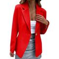 JDEFEG Jacket Junior Women Casual Solid Single Button Lapel Long Sleeve Slim Suit Temperament Coat for Ladies Women Petite Coats Winter Polyester Red M