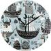 Bestwell Cartoon Viking Clock Silent Round Wall Clock Non Ticking Battery Device Clocks Creative Decoration Wall Clock for Living Room Bedroom Office Kitchen