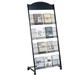 YONG Floor-Standing Magazine Rack 4-tier Newspaper Holder Book Display Shelf brochure Display Stand Floor Suitable for Exhibitions Shopping Malls Hospitals Offices School(Black)