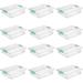 Large Clip Box Stackable Small Storage Bin with Latching Lid Plastic Container to Organize Paper Office Clear Base and Lid 12-Pack