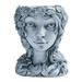 Head Planter Face Flower Pot Decorative Goddess Statue Planter Decorative Girl Portrait Planter Indoor Outdoor Dry Flower Vase Indoor Outdoor Decorative Garden Flower Pot (Gray)