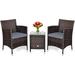 YFbiubiulife 3 Piece Patio Set Outdoor Rattan Conversation Set with Coffee Table Chairs & Thick Cushions Patio Sectional Sofa Set Wicker for Patio Garden Lawn Backyard Pool Bei