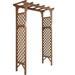 7 Ft Wooden Garden Arbor Arch Fir Wood Arbour Archway Decorative Stand Trellis for Wedding Ceremony Decoration Plant Climbing Rose Vines Lawn Courtyard Dark Brown