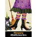 Hidove Autumn Fall Halloween Witch Boot Burlap Welcome Garden Flag Double Sided 12 x 18 Inch Broom Black Cat Small Seasonal House Yard Flags for Outside Farmhouse Outdoor Holiday Decoration