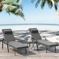 YZboomLife Patio Chaise Lounge Set 3 Pieces Outdoor Lounge Chair with Arm Outdoor Wicker Lounge Chairs with Table Folding Chaise Lounger for Poolside Backyard Porch Red