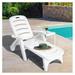 Moccha Plastic Lounge Chair Outdoor Chaise 5-Position Adjustable Chaise Lounge Outdoor Folding Lounge Chair with 2 for Patio Beach Yard Pool Home White