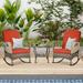 YZboomLife 3 Pieces Patio Set Outdoor Rocking Chairs Wicker Cushioned Patio Rocker with for Porch Garden Poolside & Deck Blue