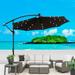 10FT Outdoor Patio Umbrella with Solar Powered LED Light Cantilever Umbrella with 8 Ribs with Crank and Cross Base Hanging Offset Umbrella for Garden Backyard Swimming Pool Chocolate