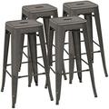 YZboomLife Metal Stools 30 Indoor Outdoor Stackable Barstools Modern Style Industrial Vintage Counter Stools Set of 4 (30 inch Gray)