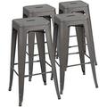 YZboomLife Metal Stools 30 Indoor Outdoor Stackable Barstools Modern Style Industrial Vintage Counter Stools Set of 4 (30 inch Gray)