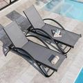 YZboomLife JY QAQA 2PCS Patio Outdoor Lounge Chaise with Wheels Aluminum Patio Lounge Chair with 5-Position Adjustable Positions for Poolside Beach Yardï¼ŒDark Grey