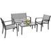 YZboomLife Patio Set 4 Pieces Conversation Set Outdoor PE Rattan Chair with Cushion Tempered Glass Table Garden Balcony Sets for Yard Pool Backyard Brown/Beige