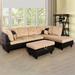 Hommoo Lint &PVC Sectional Sofa Couch 4-Seat Living Room Furniture Sets Modern L Shaped Sectional Sofa Set Beige and Brown(No Ottoman)