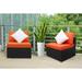 YFbiubiulife PE Wicker Sofa Outdoor Loveseat 2 Piece Patio Couch with Washable Couch Cushions Outdoor Sectional Sofa Sets