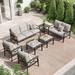 Outdoor Patio Furniture Set 7 Piece Patio Conversation Set with Side Table and Ottomans Metal Furniture Set for Porch Backyard Garden Grey