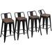 xrboomlife 30 Metal Barstools Set of 4 Height Stools with Wooden Top Low Back Industrial Stools Metal Stool for Indoor-Outdoor Counter Stools with Wooden Seat Matte Black