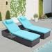 YZboomLife 3 Pcs Patio Chaise Lounge with Coffee Table Cushion&Pillow Outdoor Lounge Chair Chaise Lounger Patio Reclining Chair 5 Angle Adjustment PE Rattan for Courtyards Poolside Ga