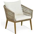 YFbiubiulife Outdoor Dining Single Sofa Chair Indoor-Outdoor Wicker Bistro Chairs PE Rattan Outdoor Armchair Seating for Patio Backyard Poolside Balcony - Tan