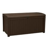 Open Box Keter Borneo 110 Gallon Rattan Resin Patio Storage Deck Box and Bench