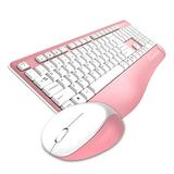 Impecca Pink Wireless Keyboard and Mouse Combo with Palm Rest Full-Sized Ergonomic Keyboard Spill Resistant & Adjustable Angle.