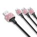 Bling Bling Charging Cable Crystal Decoration Charger Cord 4ft Nylon Type C\\/Micro USB 3-in-1 Multi Charging Cable for Android and More Cell Phone Accessories for Women Girls (Pink)