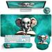 Desk Mat Desk Pad Large Gaming Mouse Pad with Wrist Rest Wrist Support Ergonomic Mouse Pad Keyboard Mat Wrist Rest Cup Coaster Home Office Desk Accessories Decor Supplies Cute Elephant